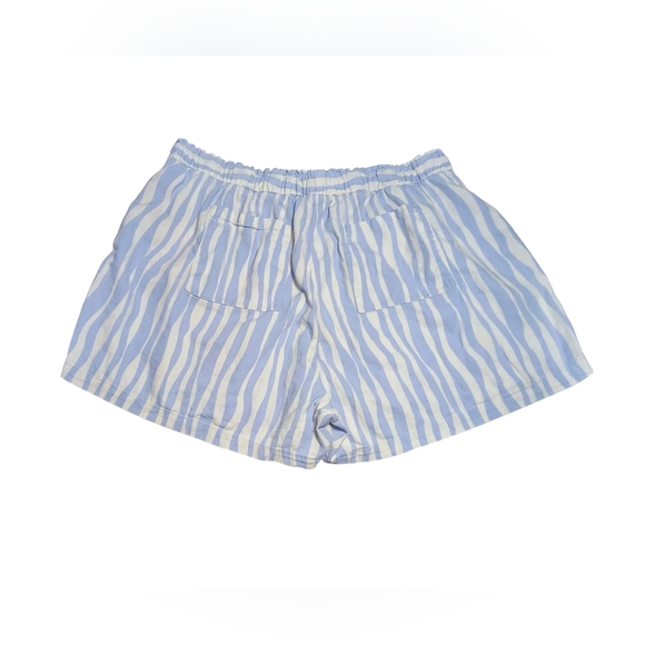 Ava&Viv Plus High Waist Blue and White Linen Blend Stretchy Striped Shorts 2X - Picture 2 of 7